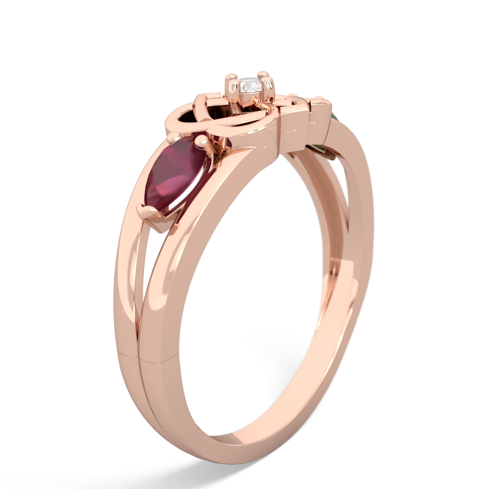 Ruby Hearts Intertwined 14K Rose Gold ring R5880