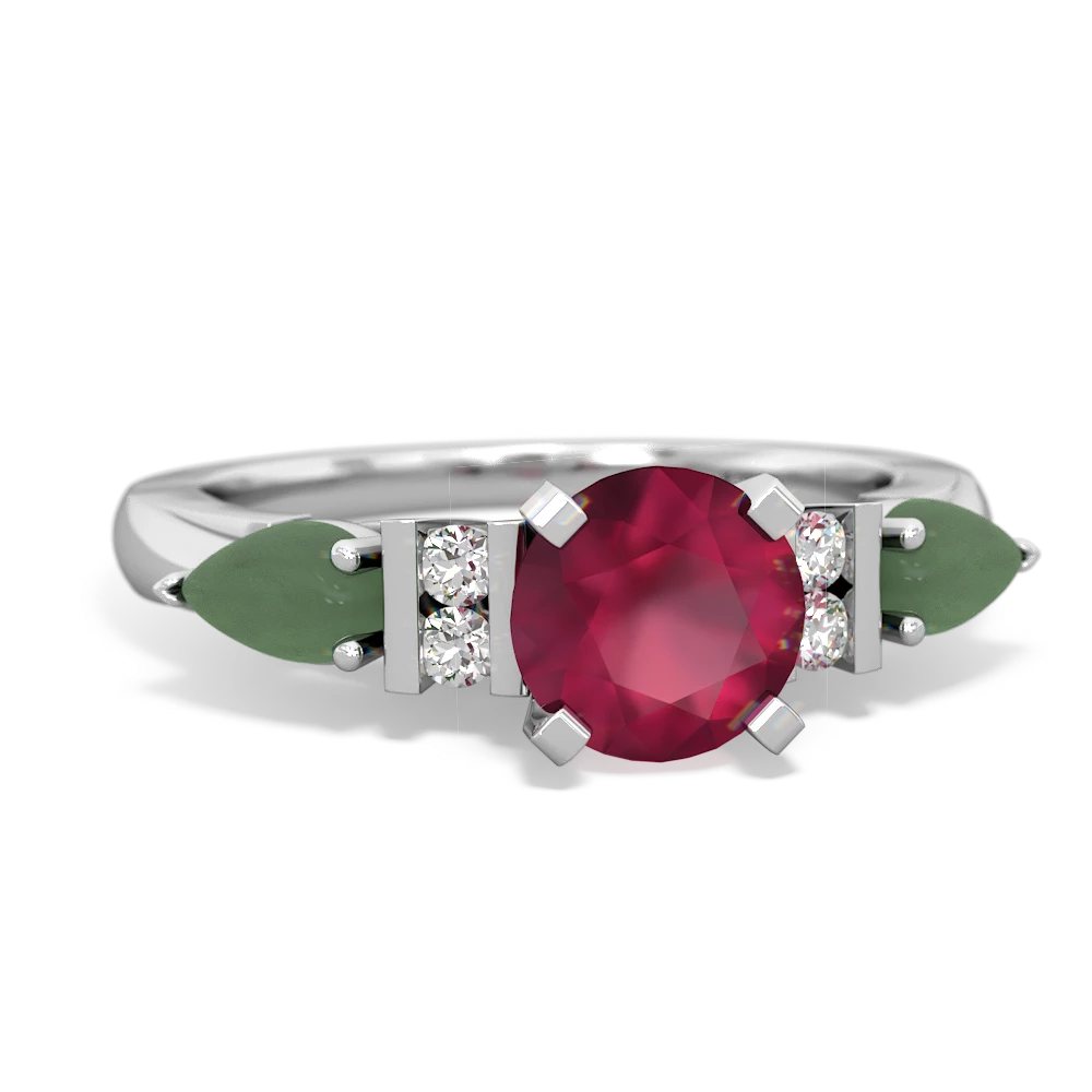 Ruby 6Mm Round Eternal Embrace Engagement 14K White Gold ring R2005