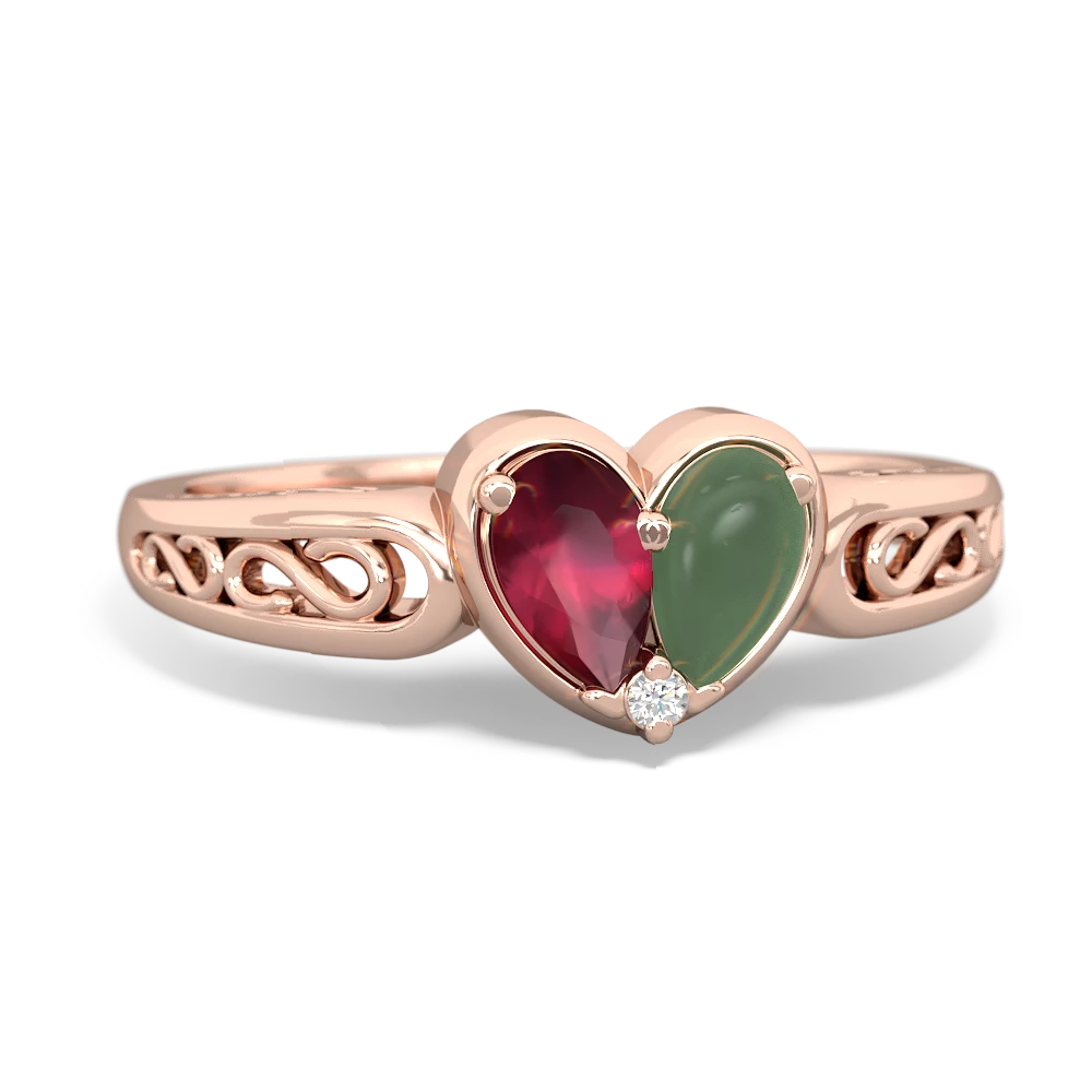 Ruby Filligree 'One Heart' 14K Rose Gold ring R5070