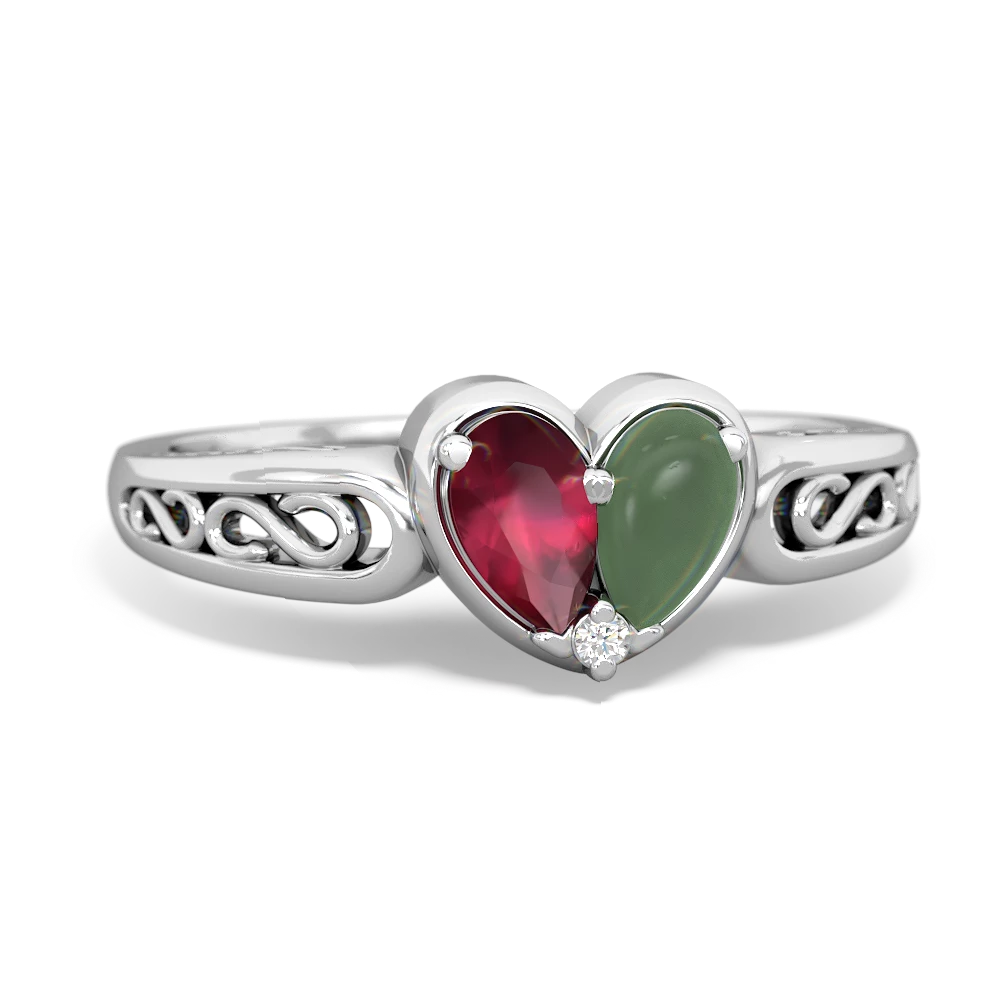 Ruby Filligree 'One Heart' 14K White Gold ring R5070