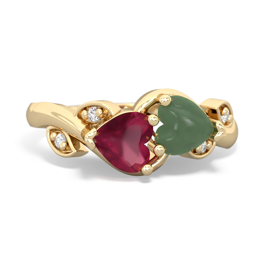 Ruby Floral Elegance 14K Yellow Gold ring R5790