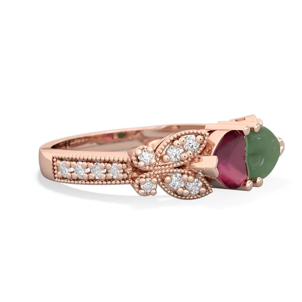 Ruby Diamond Butterflies 14K Rose Gold ring R5601