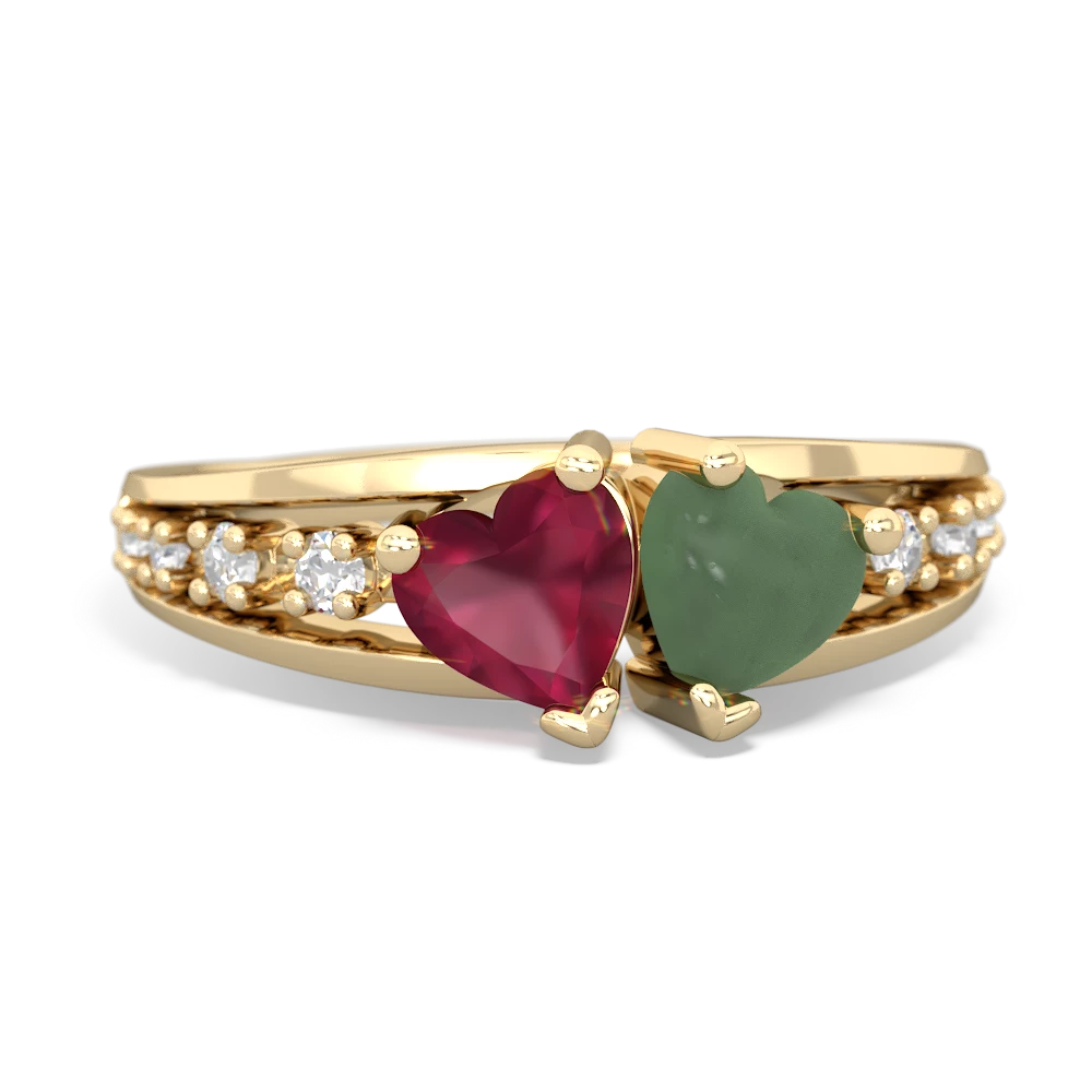 Ruby Heart To Heart 14K Yellow Gold ring R3342