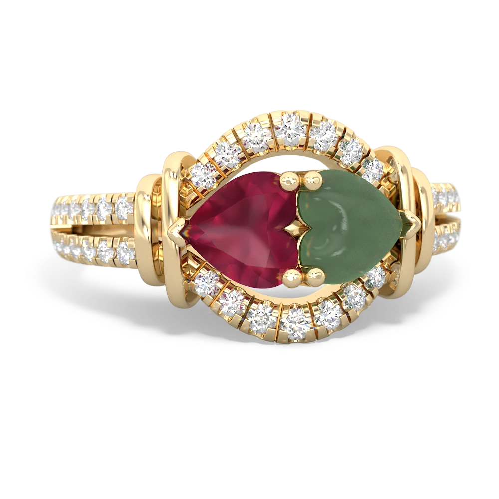 Ruby Art-Deco Keepsake 14K Yellow Gold ring R5630