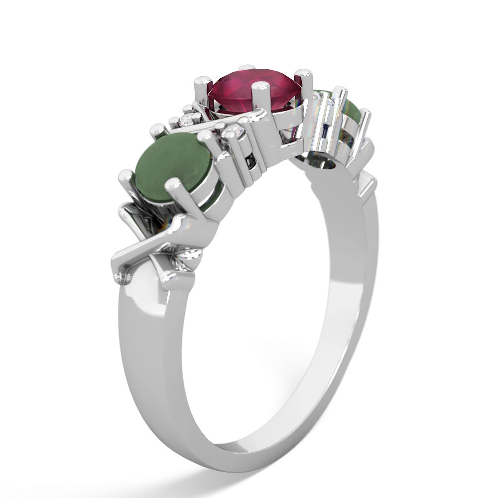 Ruby Hugs And Kisses 14K White Gold ring R5016