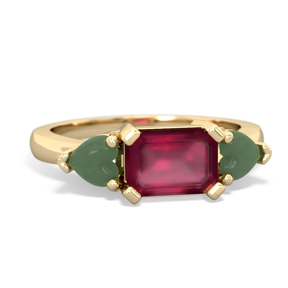 Ruby Three Stone 14K Yellow Gold ring R5235