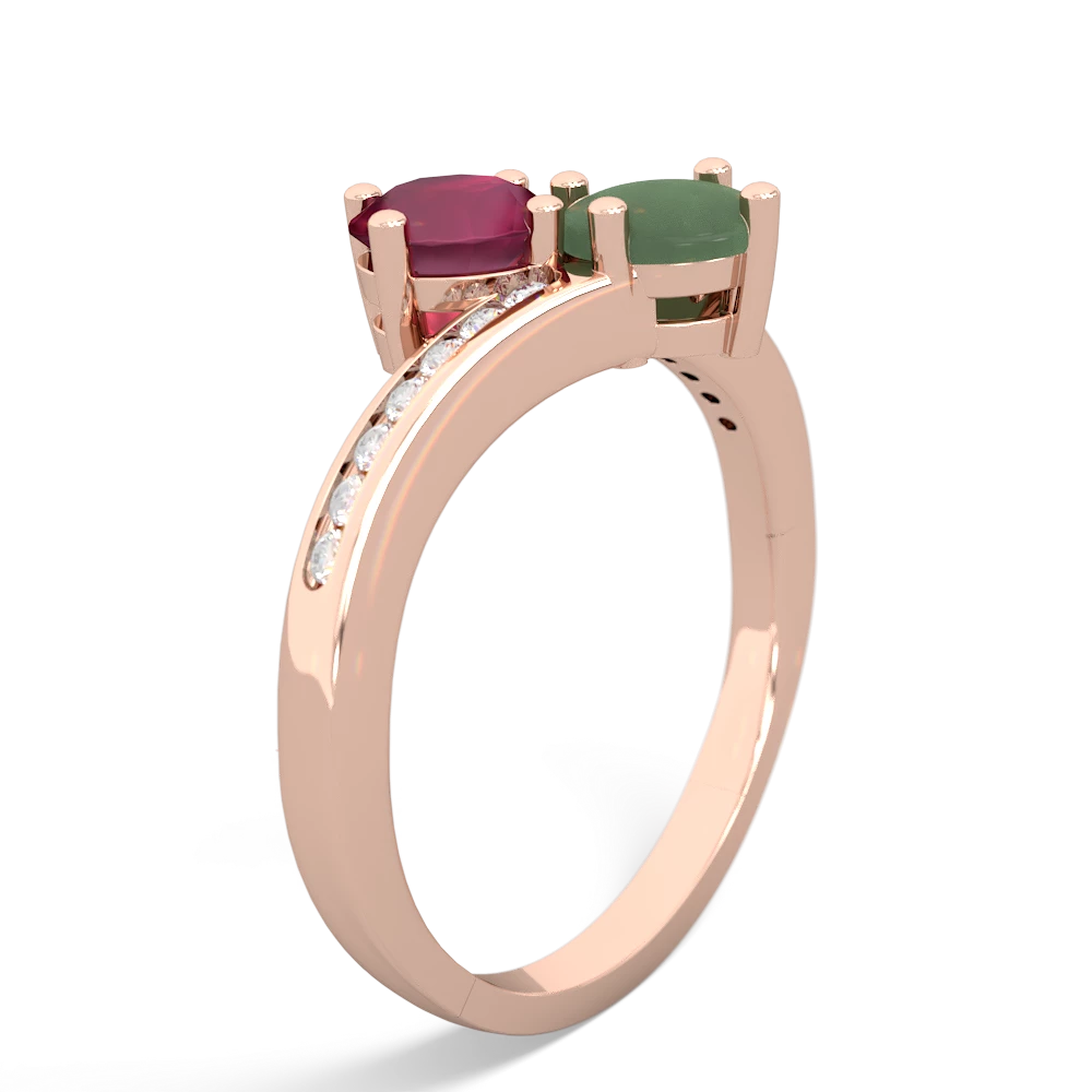 Ruby Channel Set Two Stone 14K Rose Gold ring R5303