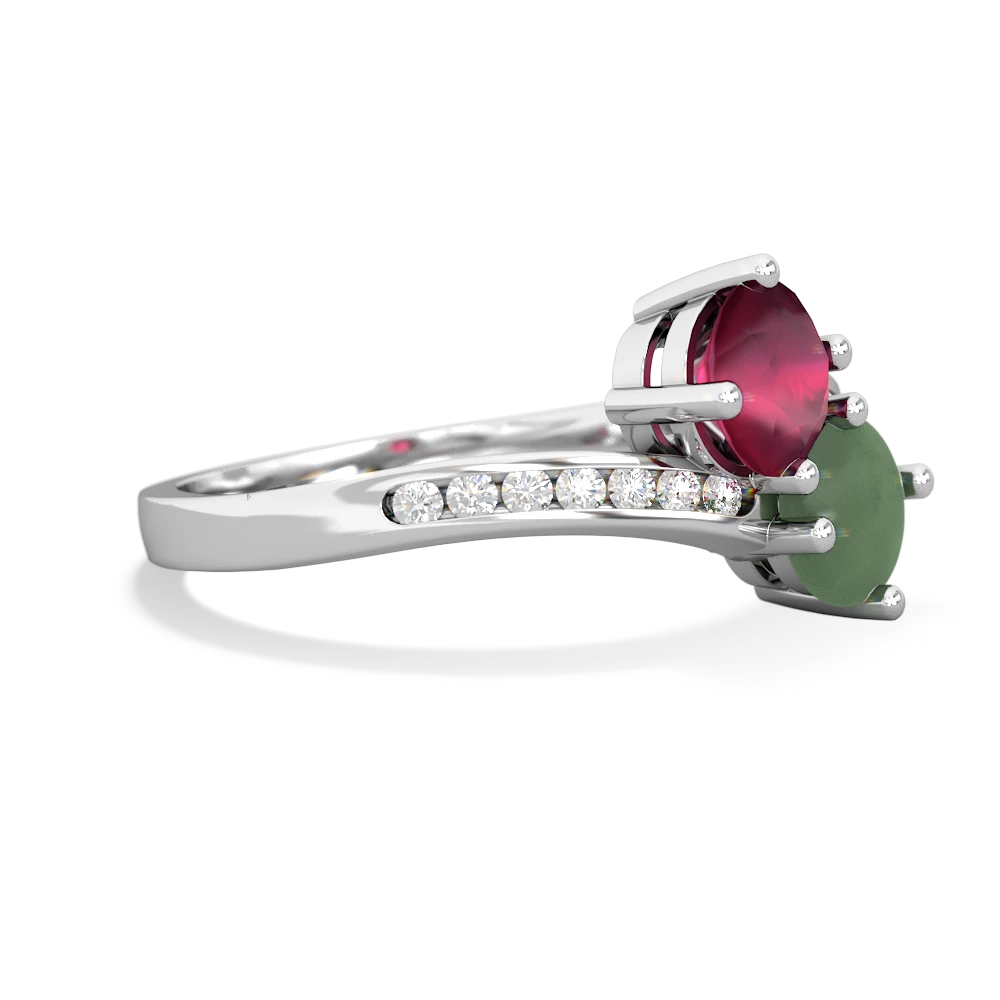 Ruby Channel Set Two Stone 14K White Gold ring R5303