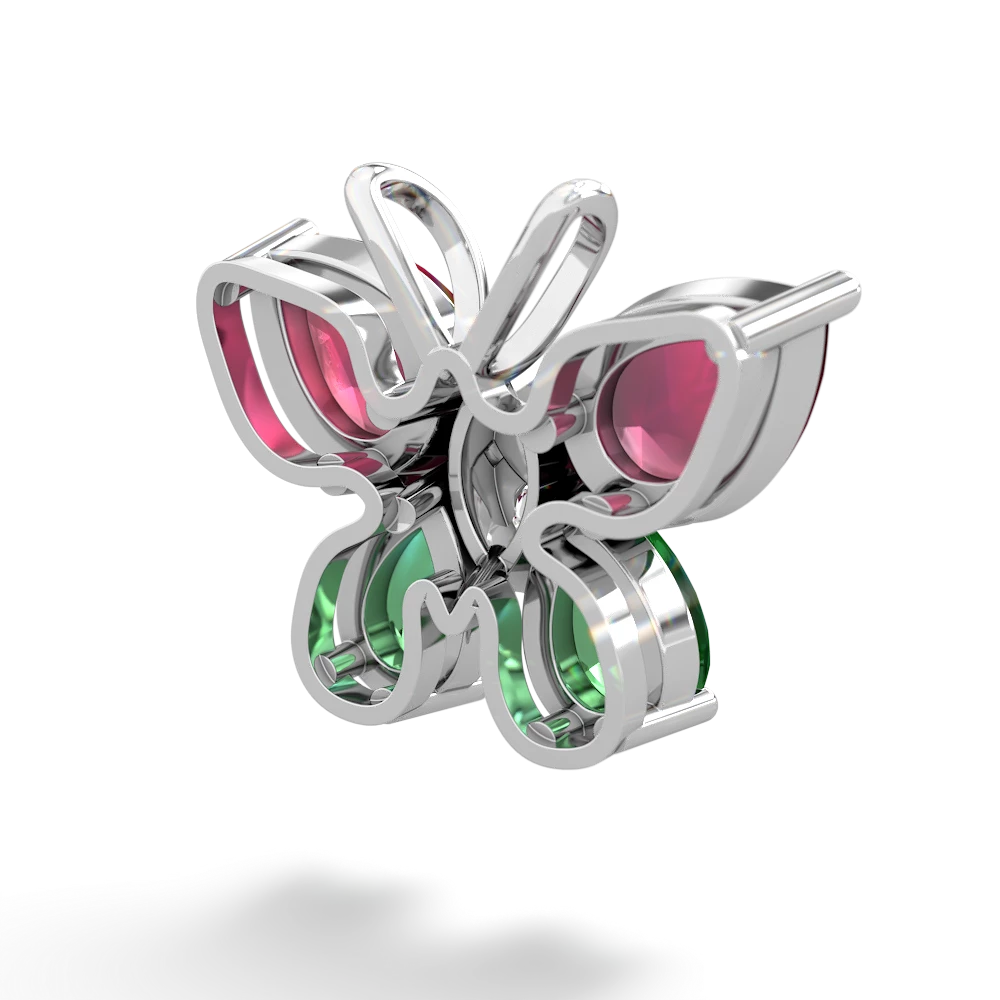 Ruby Butterfly 14K White Gold pendant P2215