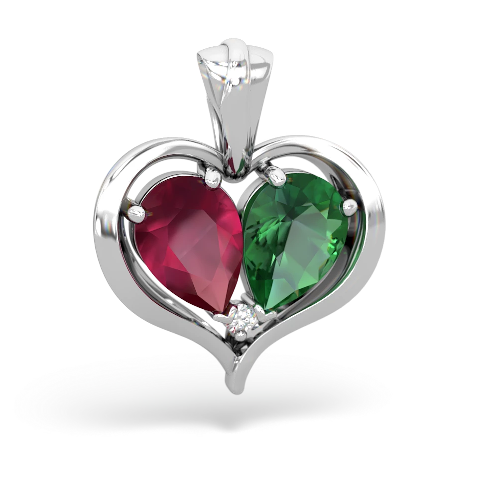 Ruby Two Become One 14K White Gold pendant P5330