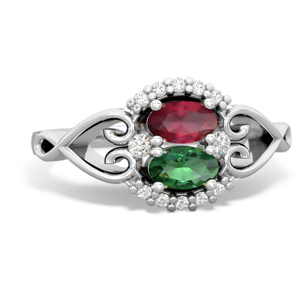 Ruby Love Nest 14K White Gold ring R5860