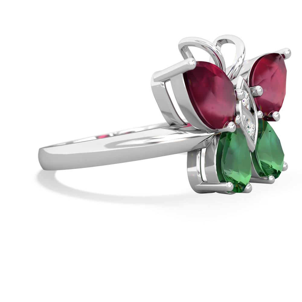 Ruby Butterfly 14K White Gold ring R2215