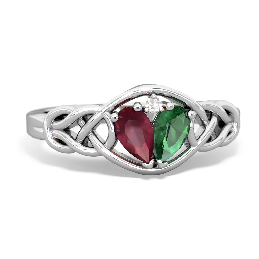 Ruby Celtic Love Knot 14K White Gold ring R5420