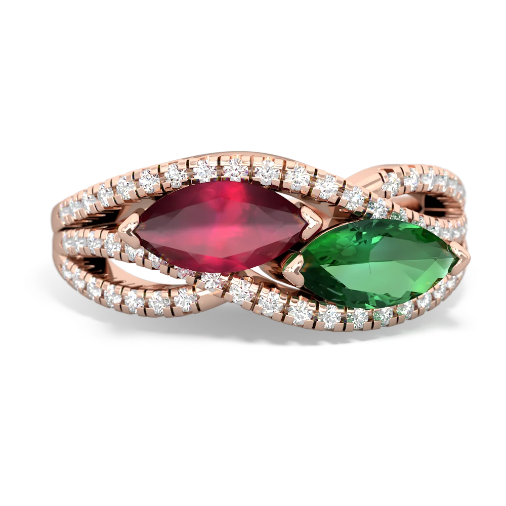 Ruby Diamond Rivers 14K Rose Gold ring R3070