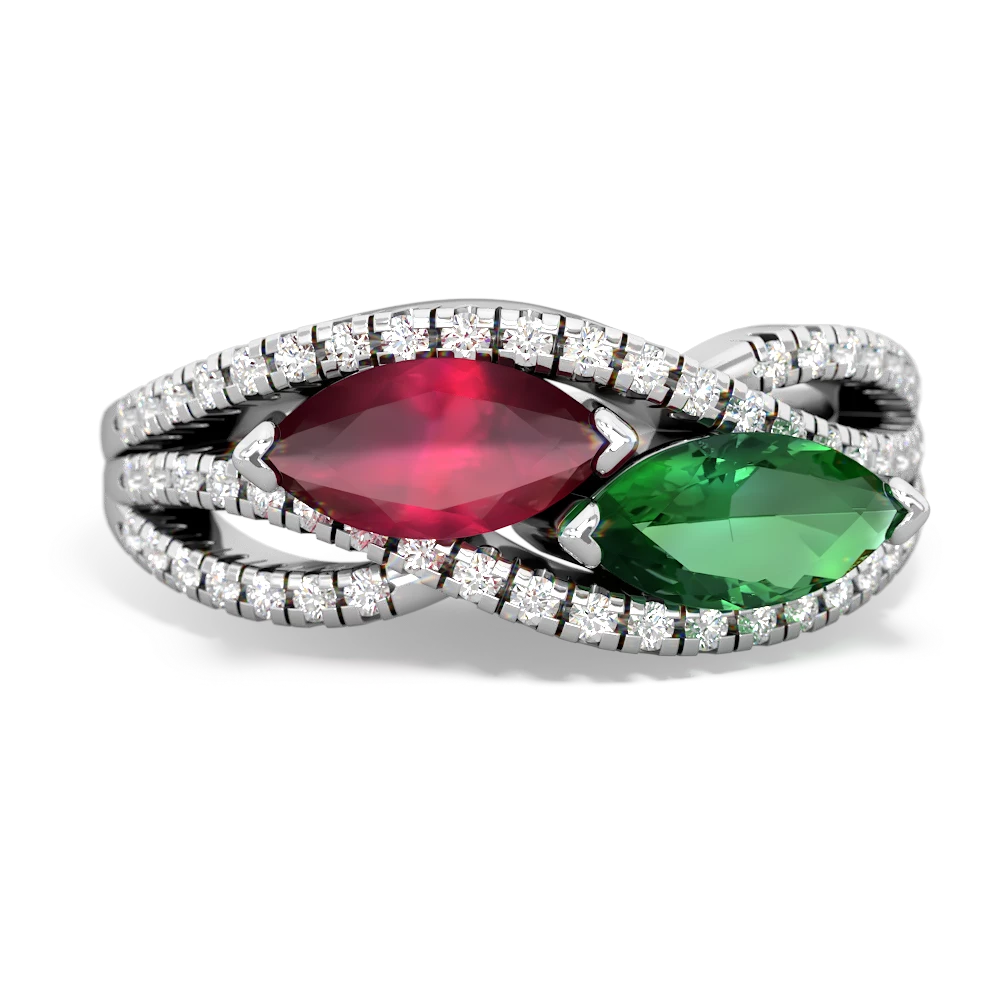 Ruby Diamond Rivers 14K White Gold ring R3070