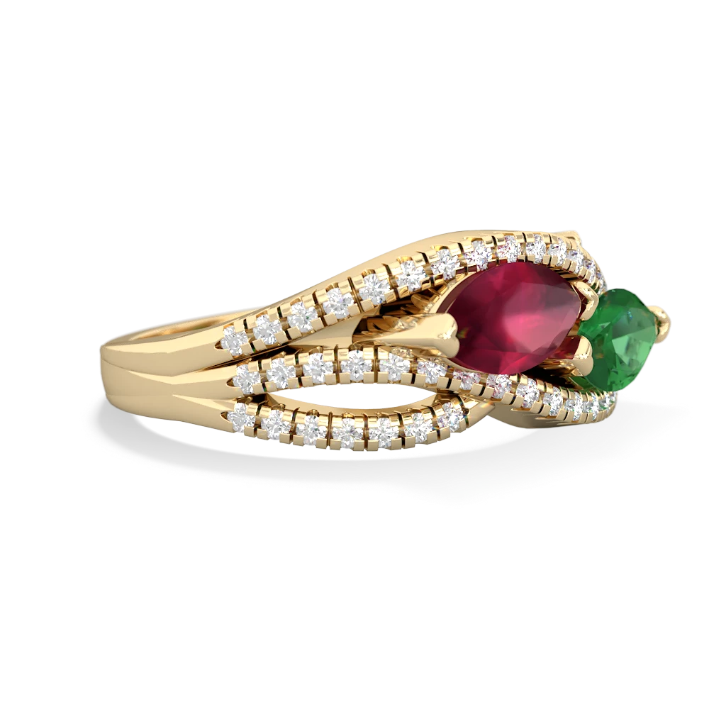 Ruby Diamond Rivers 14K Yellow Gold ring R3070