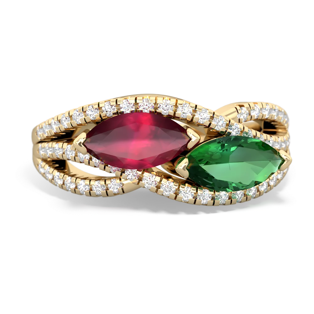 Ruby Diamond Rivers 14K Yellow Gold ring R3070