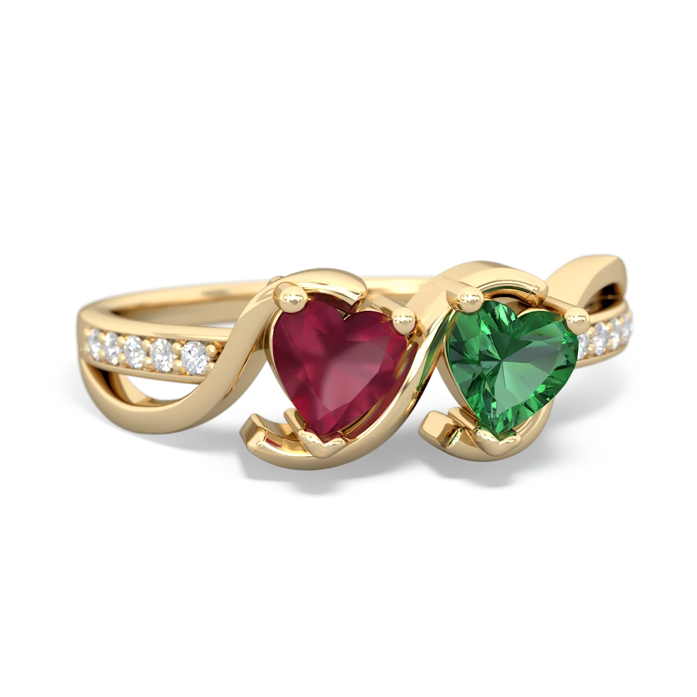 Ruby Side By Side 14K Yellow Gold ring R3090