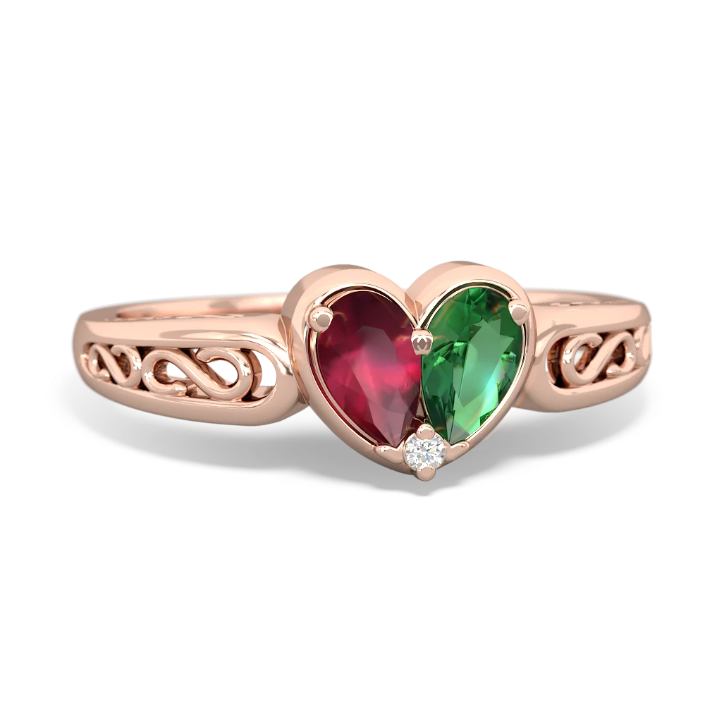 Ruby Filligree 'One Heart' 14K Rose Gold ring R5070