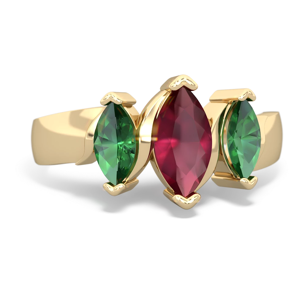 Ruby Three Peeks 14K Yellow Gold ring R2433