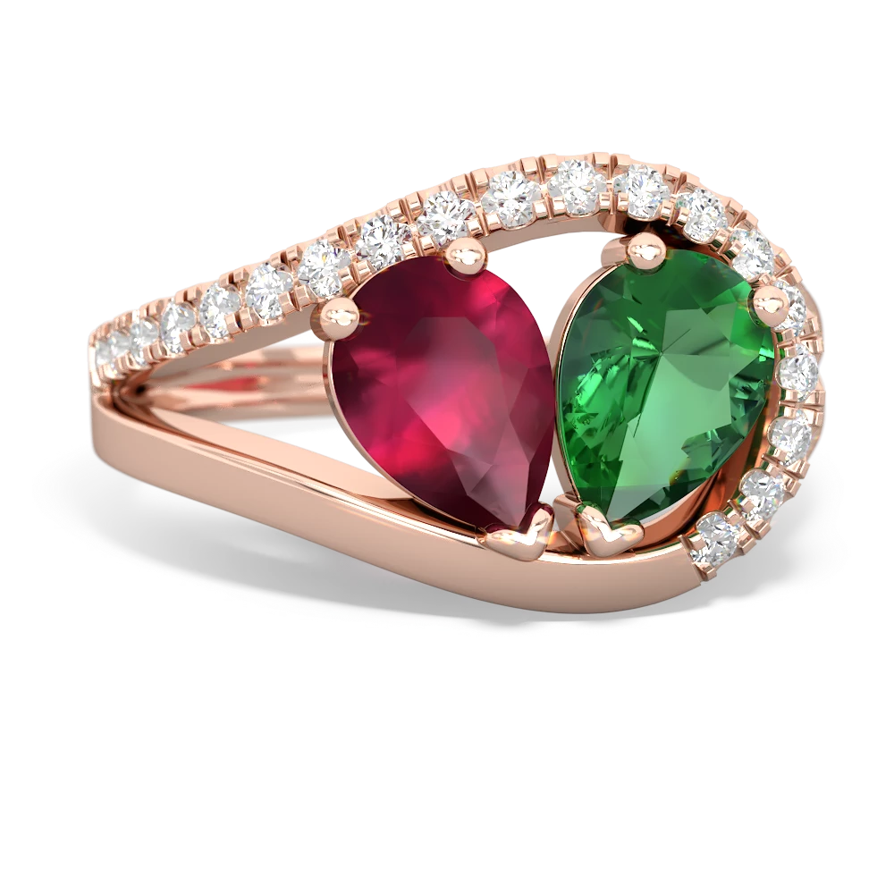 Ruby Nestled Heart Keepsake 14K Rose Gold ring R5650