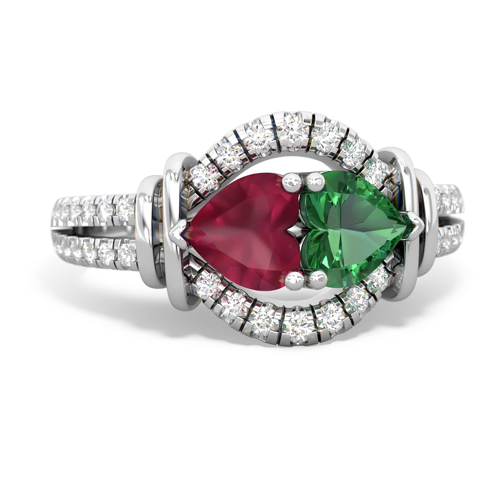 Ruby Art-Deco Keepsake 14K White Gold ring R5630