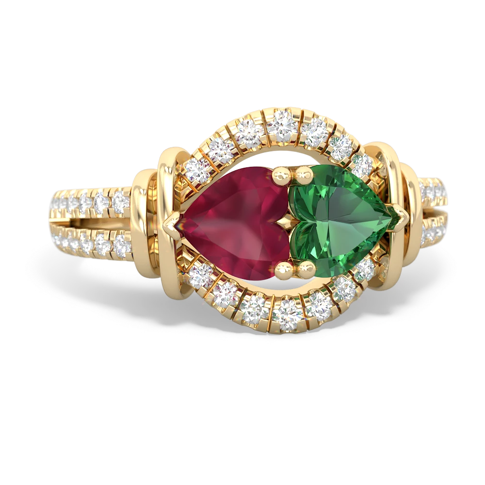 Ruby Art-Deco Keepsake 14K Yellow Gold ring R5630