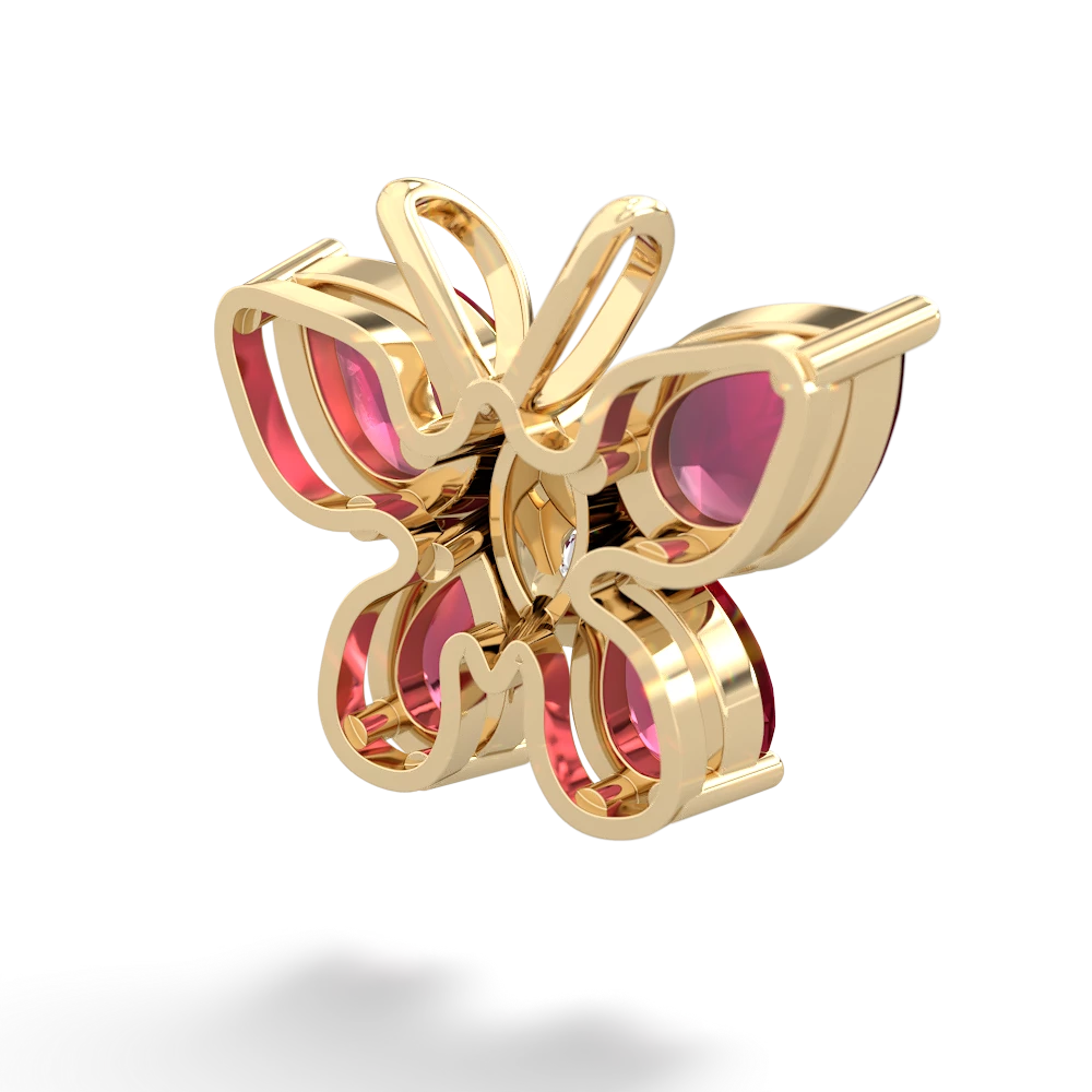 Ruby Butterfly 14K Yellow Gold pendant P2215