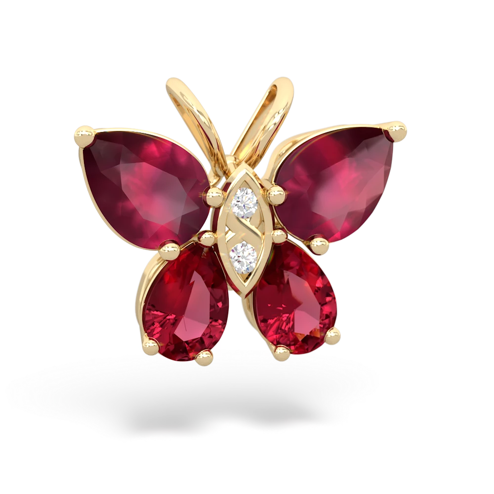 Ruby Butterfly 14K Yellow Gold pendant P2215