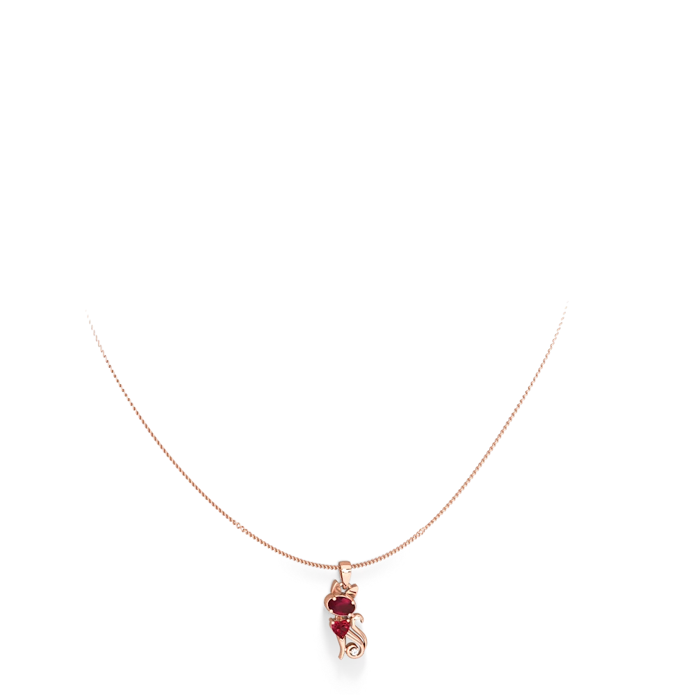 Ruby Kitten 14K Rose Gold pendant P5780