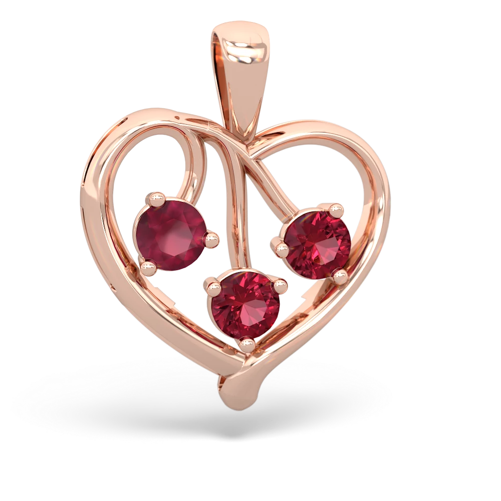 Ruby Glowing Heart 14K Rose Gold pendant P2233