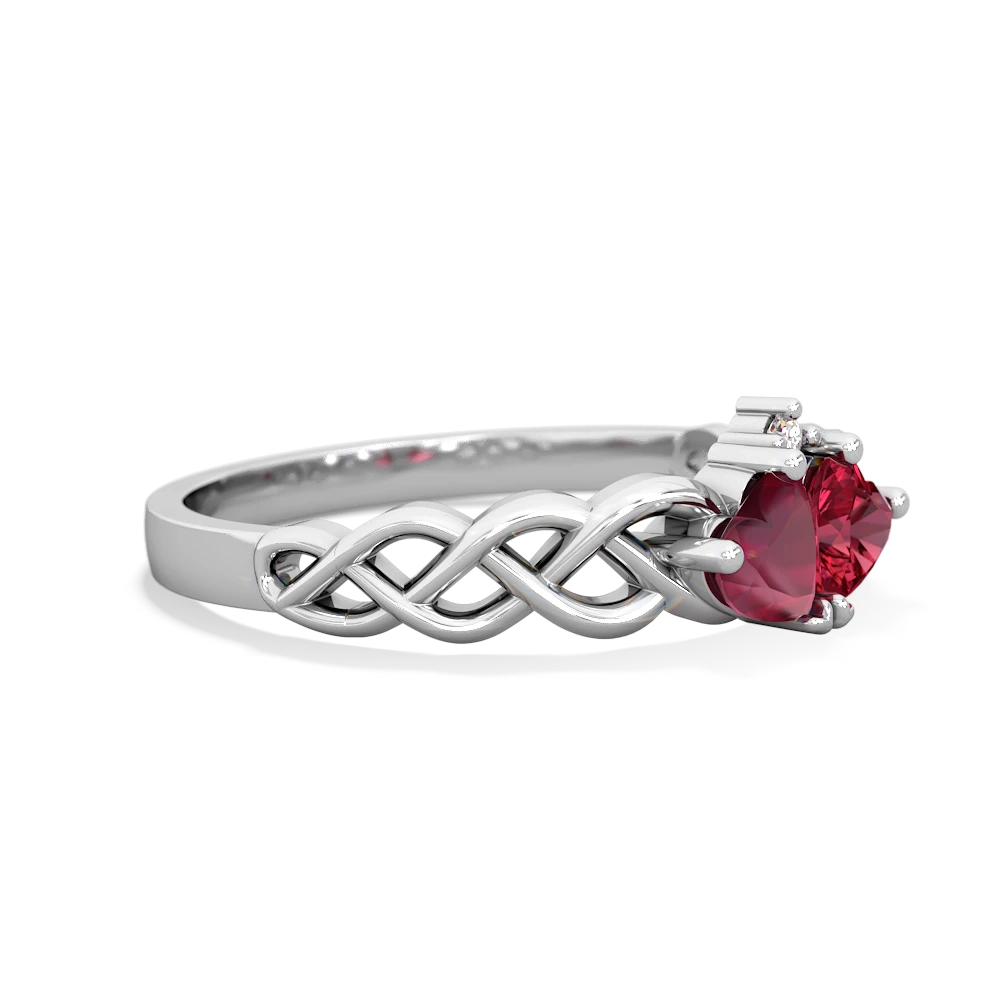 Ruby Heart To Heart Braid 14K White Gold ring R5870