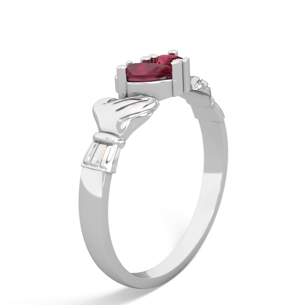 Ruby 'Our Heart' Claddagh 14K White Gold ring R2388