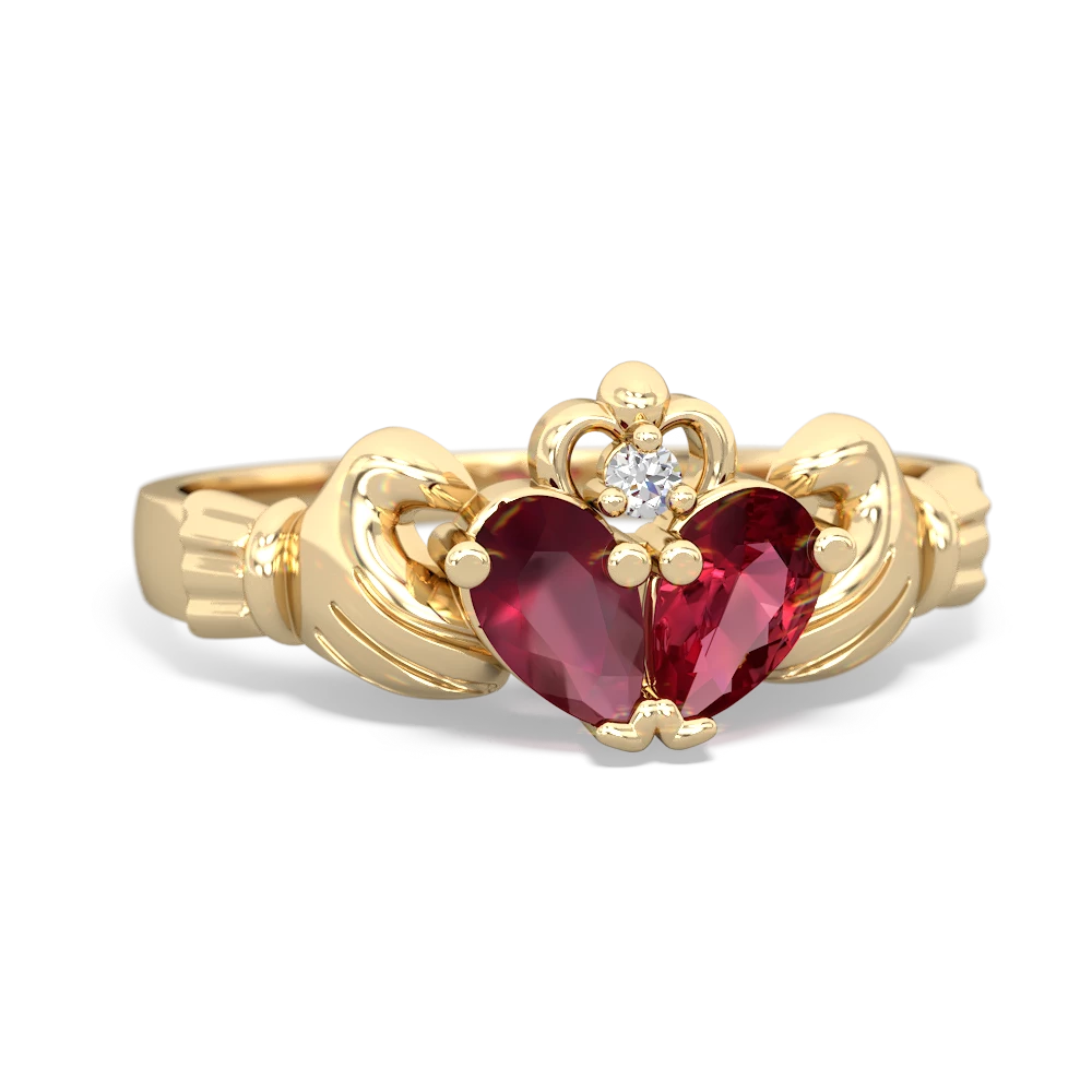 Ruby 'Our Heart' Claddagh 14K Yellow Gold ring R2388