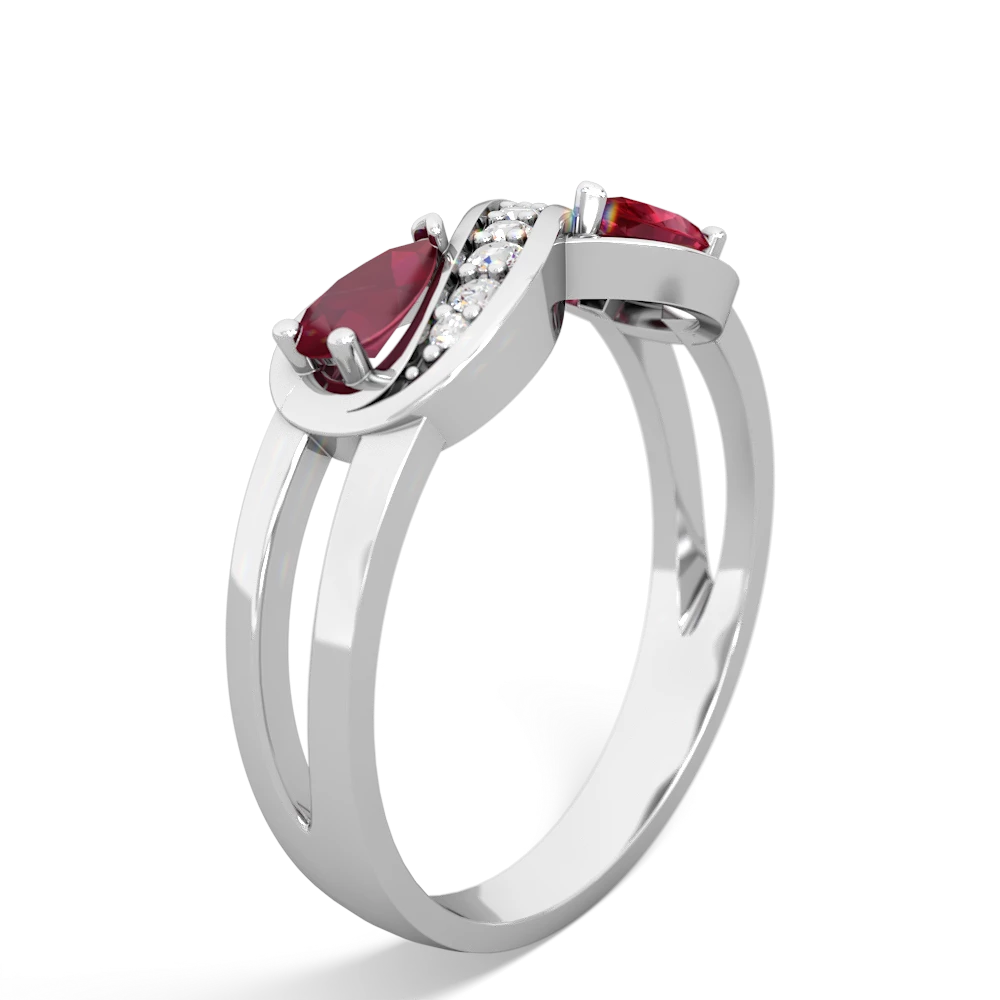 Ruby Diamond Infinity 14K White Gold ring R5390