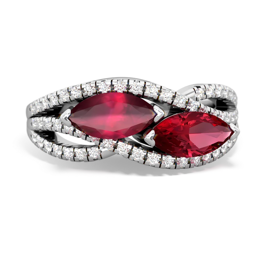 Ruby Diamond Rivers 14K White Gold ring R3070