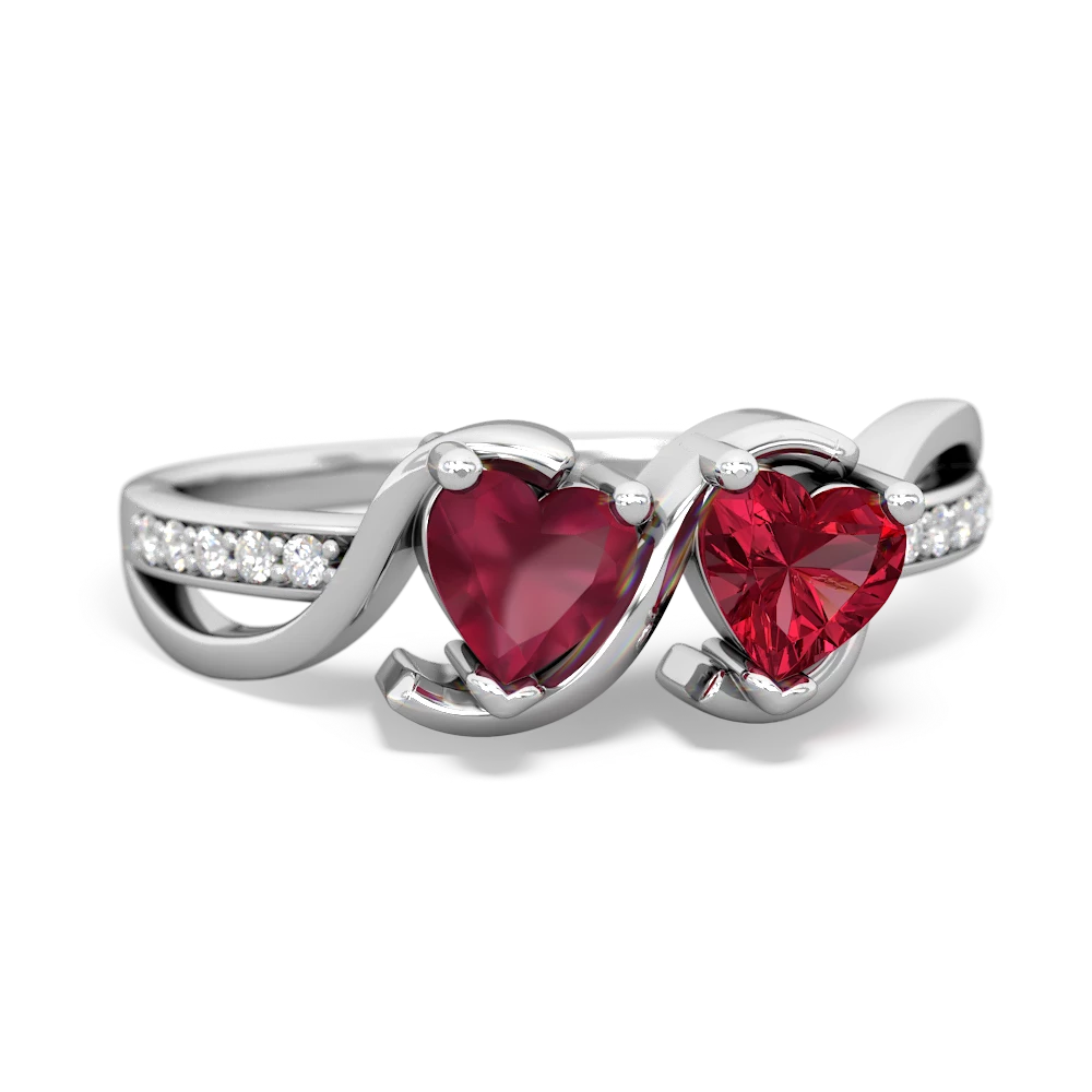 Ruby Side By Side 14K White Gold ring R3090