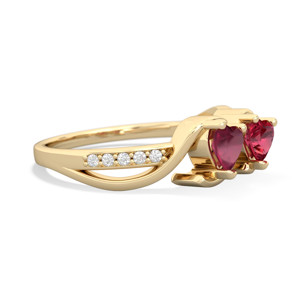 Ruby Side By Side 14K Yellow Gold ring R3090