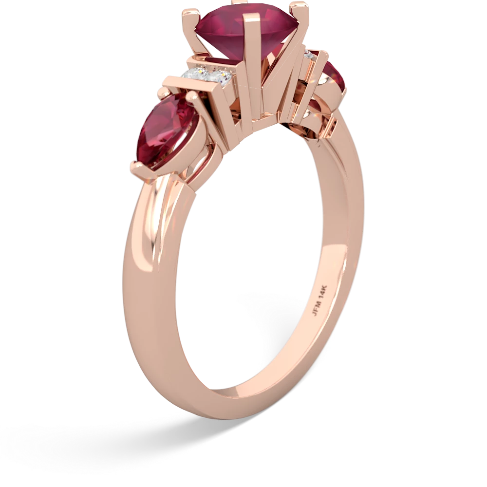 Ruby 6Mm Round Eternal Embrace Engagement 14K Rose Gold ring R2005