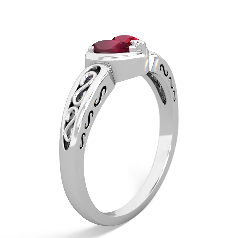 Ruby Filligree 'One Heart' 14K White Gold ring R5070