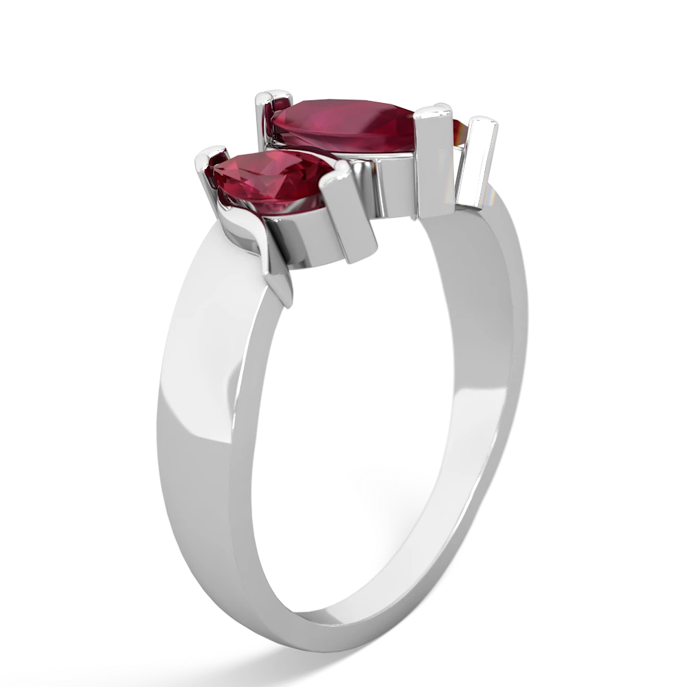 Ruby Three Peeks 14K White Gold ring R2433