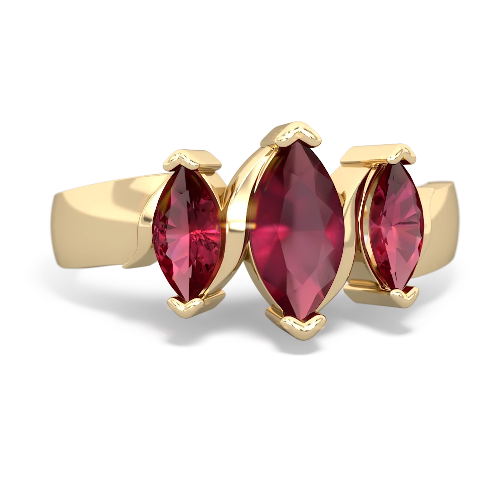 Ruby Three Peeks 14K Yellow Gold ring R2433