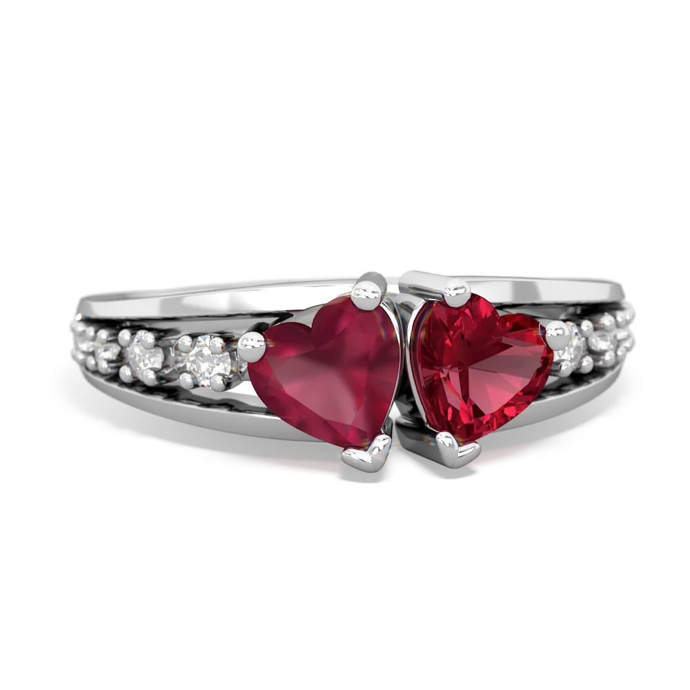 Ruby Heart To Heart 14K White Gold ring R3342