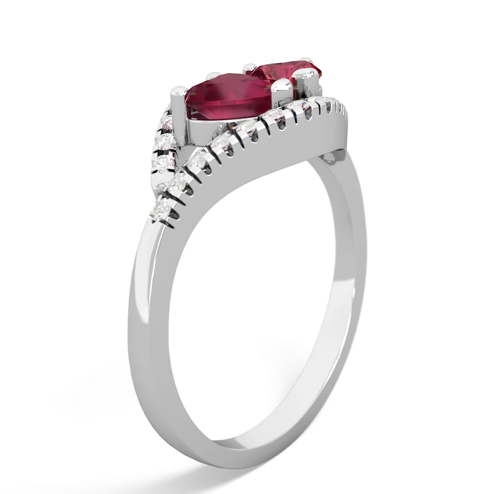 Spectacular Burmese Ruby & Diamond Halo Ring 14K White Gold