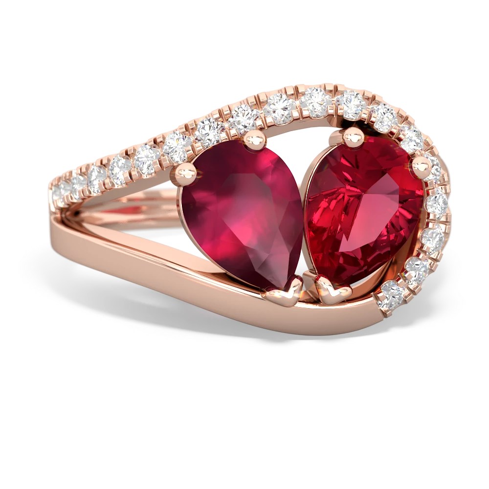 Ruby Nestled Heart Keepsake 14K Rose Gold ring R5650