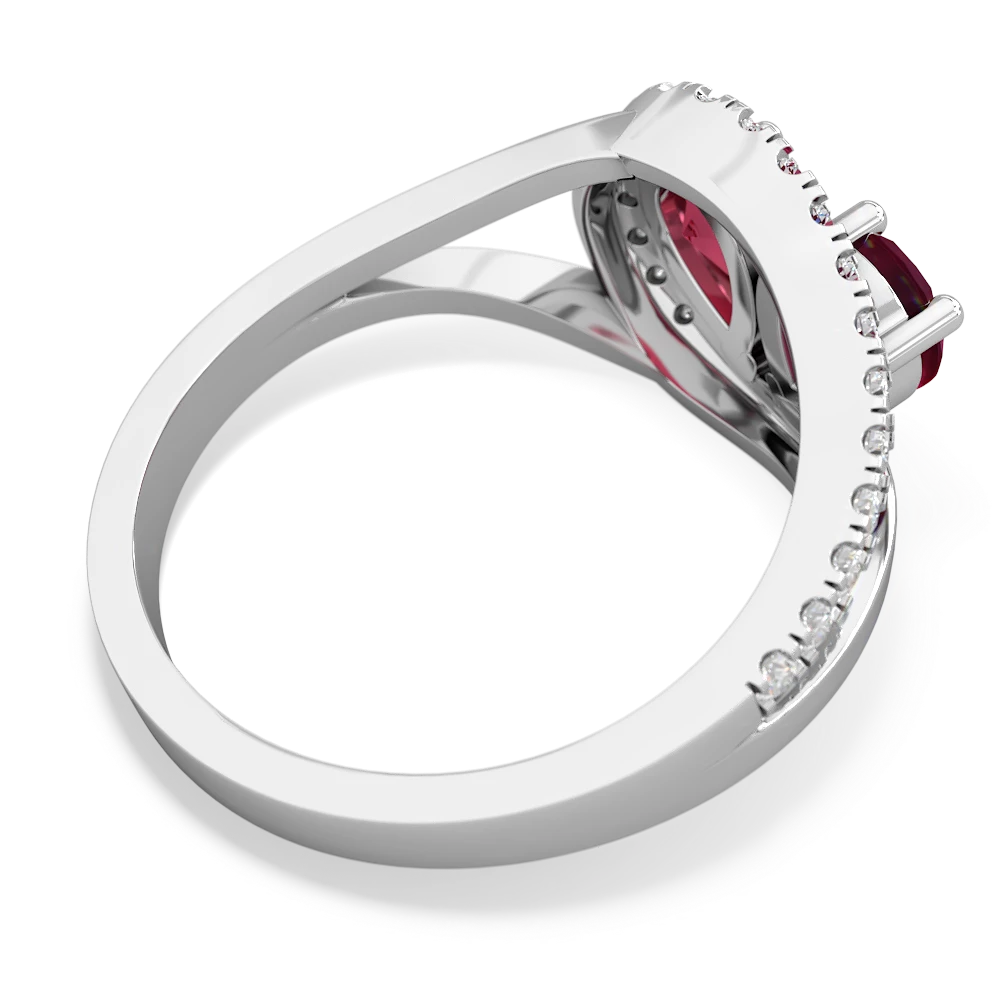 Ruby Nestled Heart Keepsake 14K White Gold ring R5650