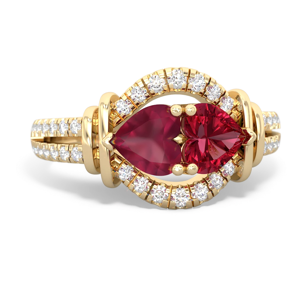 Ruby Art-Deco Keepsake 14K Yellow Gold ring R5630