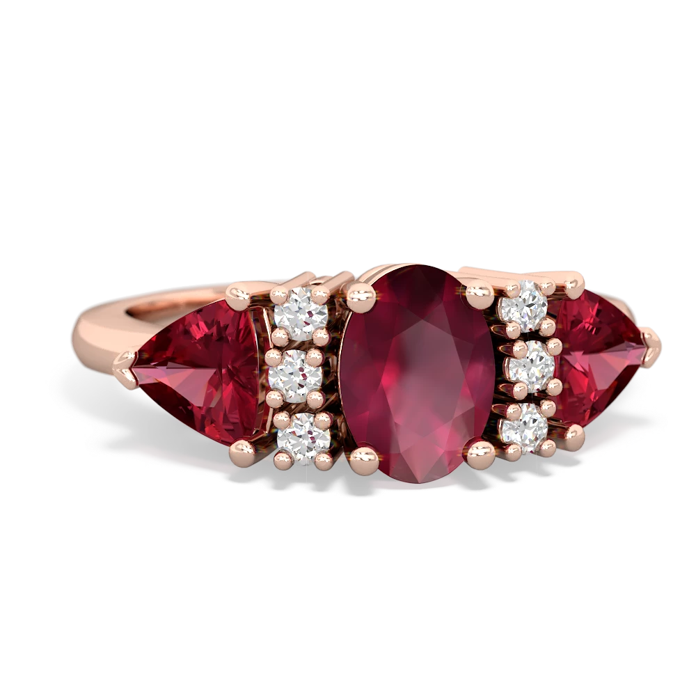 Ruby Antique Style Three Stone 14K Rose Gold ring R2186