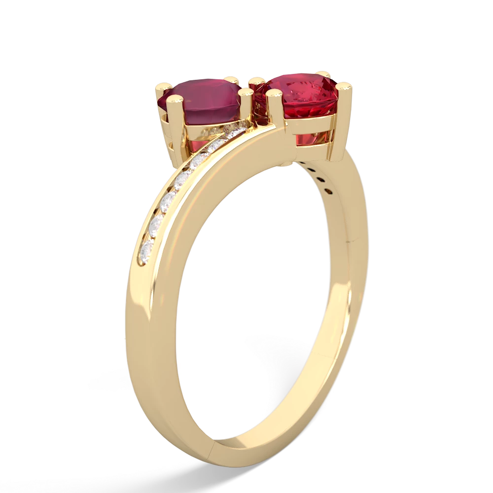 Ruby Channel Set Two Stone 14K Yellow Gold ring R5303