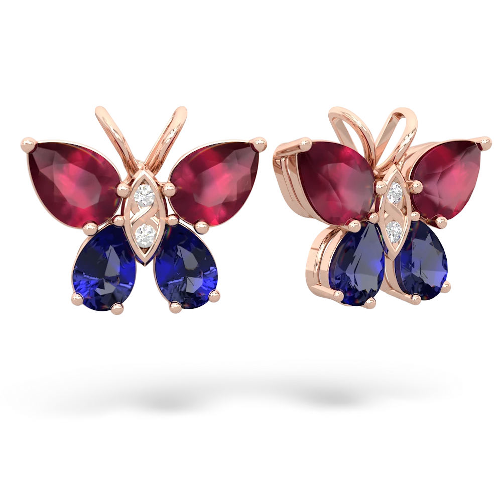 Ruby Butterfly 14K Rose Gold earrings E2215